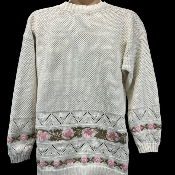 Vtg Eddie Bauer Cardigan Sweater 1990 Grannycore Grandma Small flower 90s Y2K - Picture 3 of 9